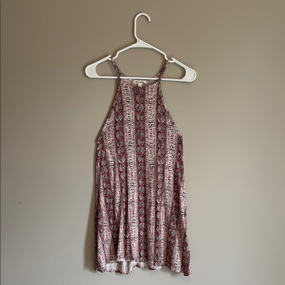 Billabong Red and White Geometric Top
